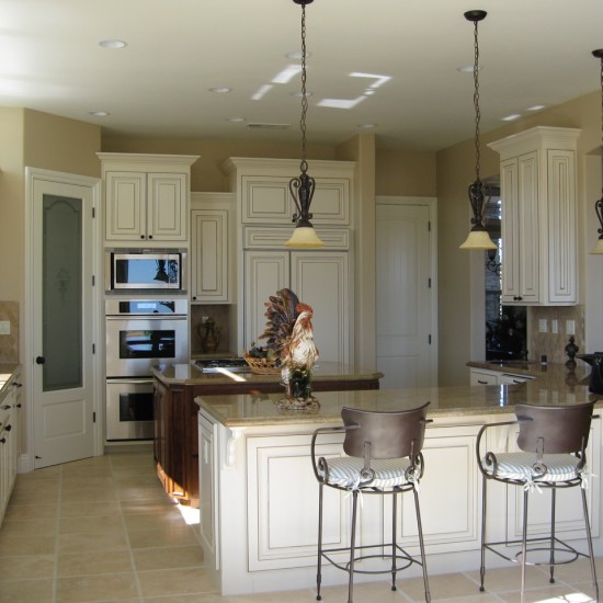 Pendant lighting adds interest to a kitchen