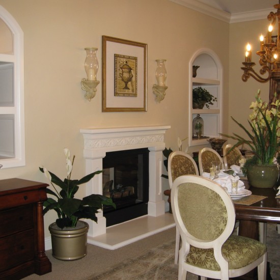 Soft wall colors are relaxing in a dining room